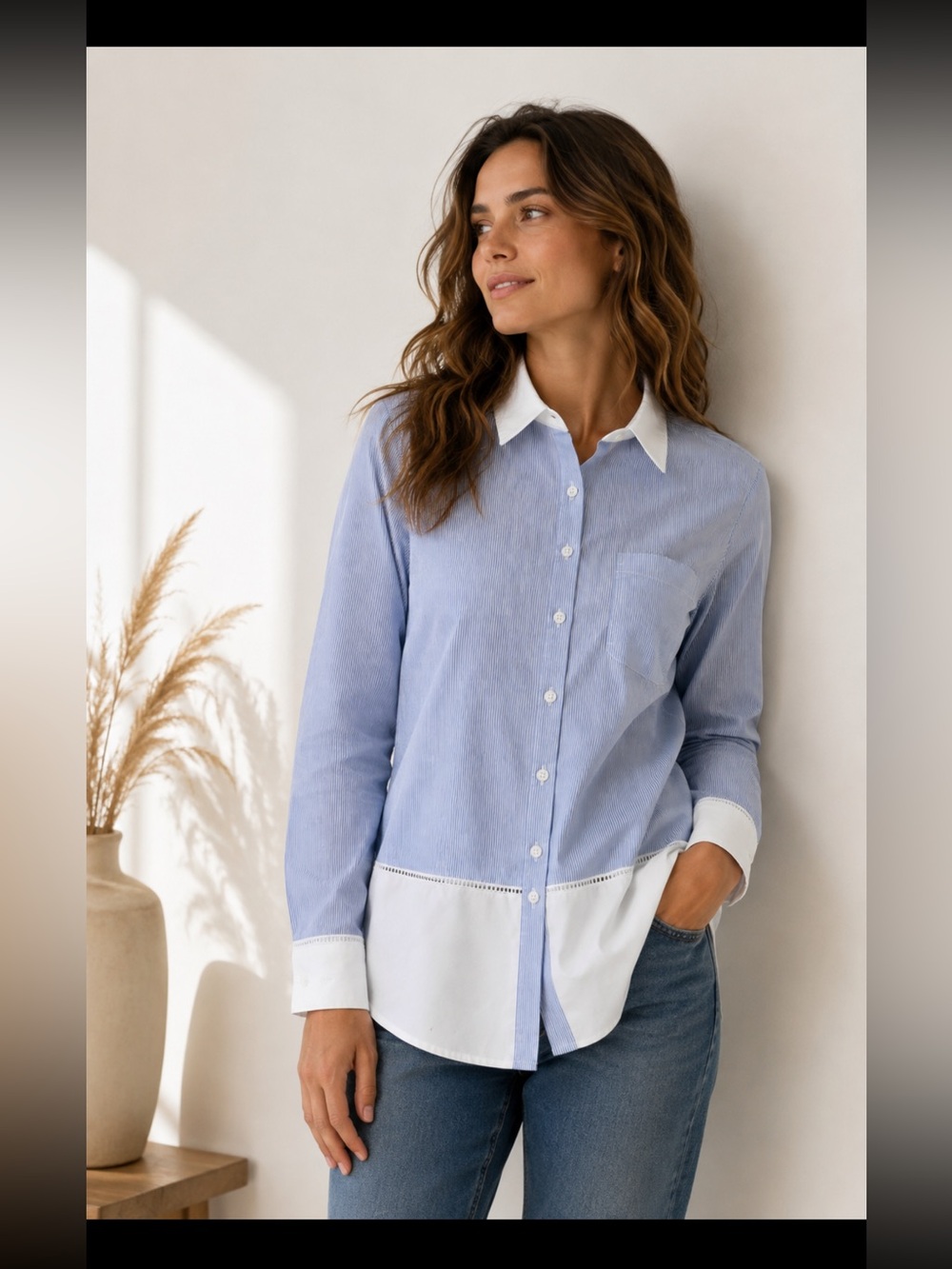 KARL LAGERFELD, blue and white stripped shirt!